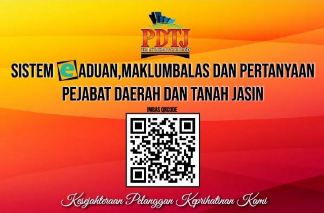 SISTEM EADUAN, MAKLUMBALAS DAN PERTANYAAN PEJABAT DAERAH DAN TANAH JASIN MELALUI QRCODE